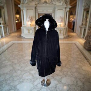 BLACK HOODED WINTER COAT